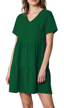 Load image into Gallery viewer, Short Sleeve Tunic Dress V Neck
