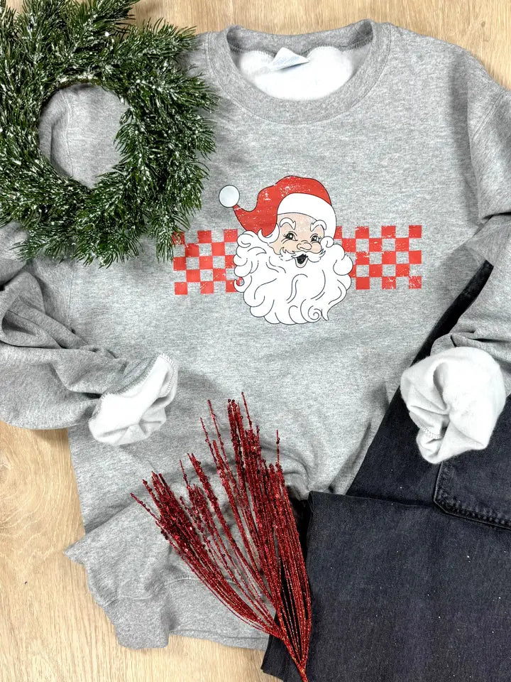 CHECKERED SANTA SWEATSHIRT