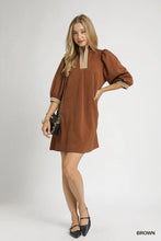 Load image into Gallery viewer, Brown High Neck Jacquard Mini Dress
