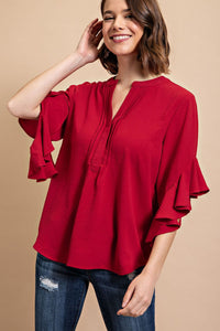 3/4 SLEEVE RUFFLE