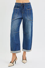 Load image into Gallery viewer, RISEN HIGH RISE CROP WIDE BARREL CARGO POCKET CUFFED JEANS
