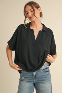 Solid Short Dolman Sleeves Top