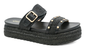 CORKY WALK OF SHAME BLACK RAFFIA
