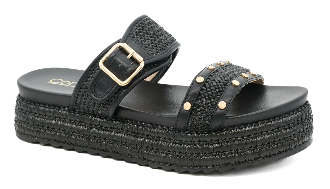 CORKY WALK OF SHAME BLACK RAFFIA