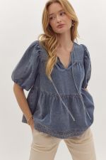 DENIM BUBBLE SLEEVE