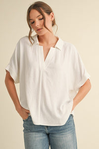 Solid Short Dolman Sleeves Top