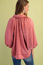 Load image into Gallery viewer, Satin Balloon Sleeve Button Down Blouse
