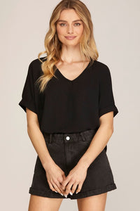 SHORT SLEEVE WOVEN TOP (TONYA'S FAVORITE)