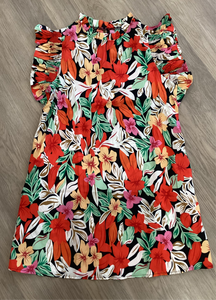 FLORAL RUFFLE CAP SLEEVE DRESS
