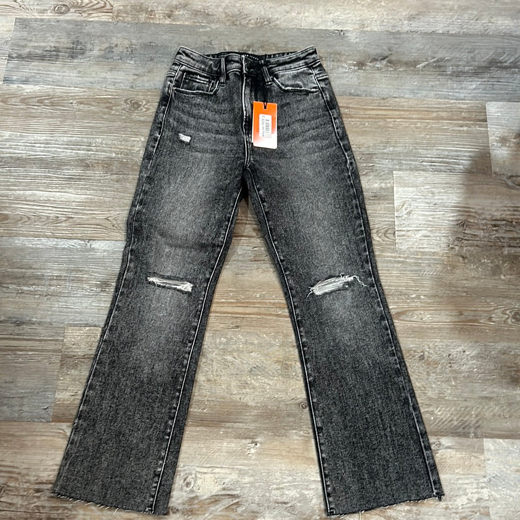 RISE BLACK WASHED HIGH RISE CROPPED
