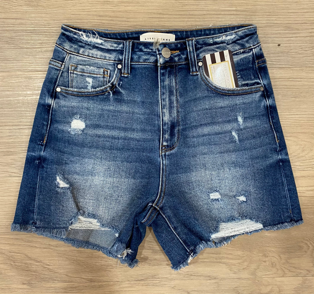 RISEN DARK WASH DISTRESS SHORT