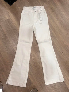 JUDY BLUE WHITE HW SIDE SLIT SLIM BOOTCUT
