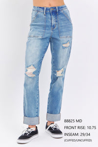 JUDY BLUE BOYFRIEND FRONT POCKETS DISTRESSED