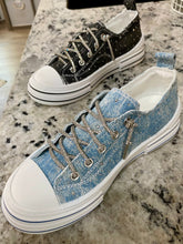 Load image into Gallery viewer, VERY G AMAN DENIM RHINESTONE TENNIS SHOE
