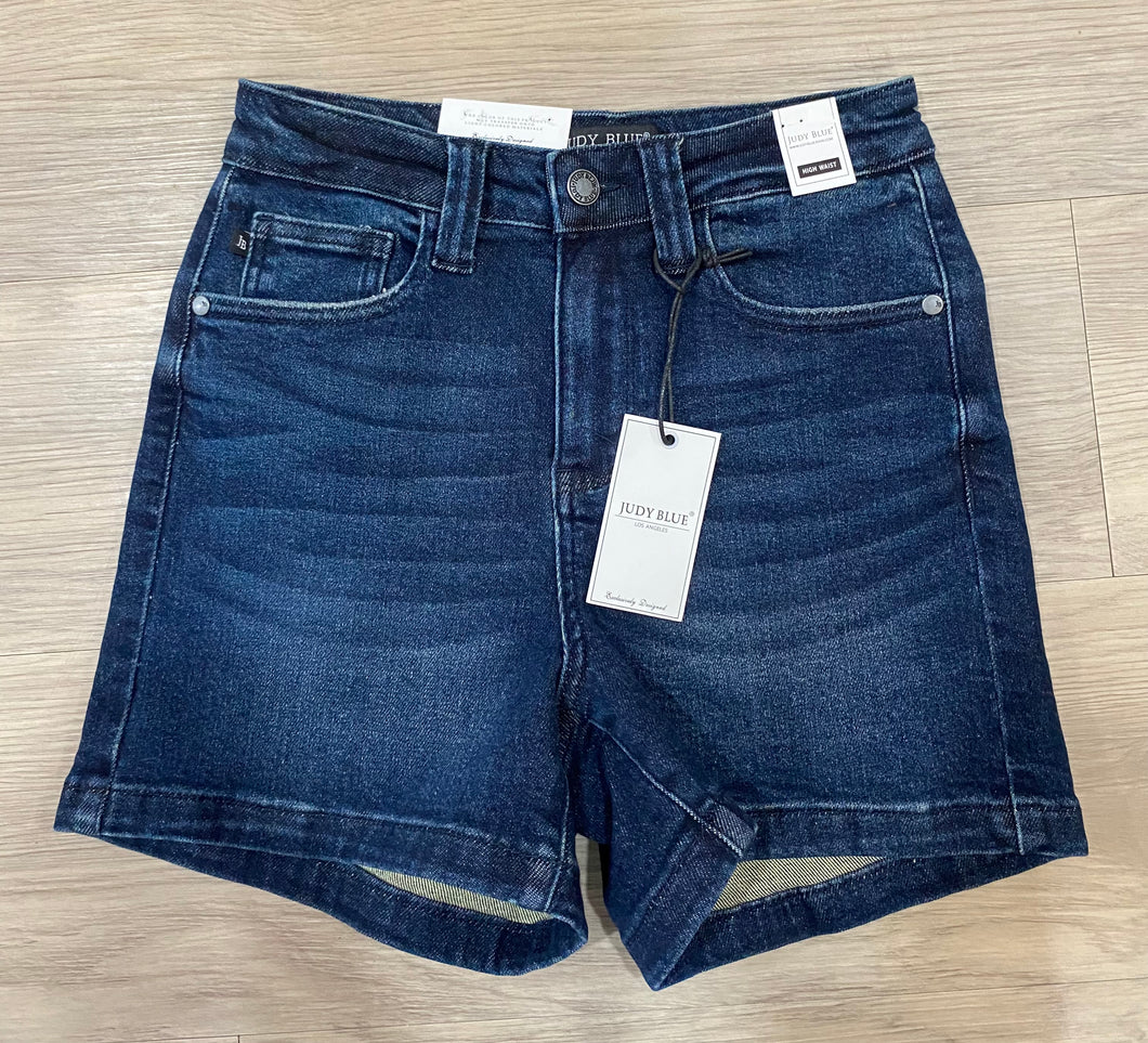 JUDY BLUE HW BACK BUTTON POCKET SHORT