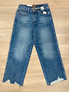JUDY BLUE RIGID FRONT - STRETCH BACK WIDE CROP JEAN