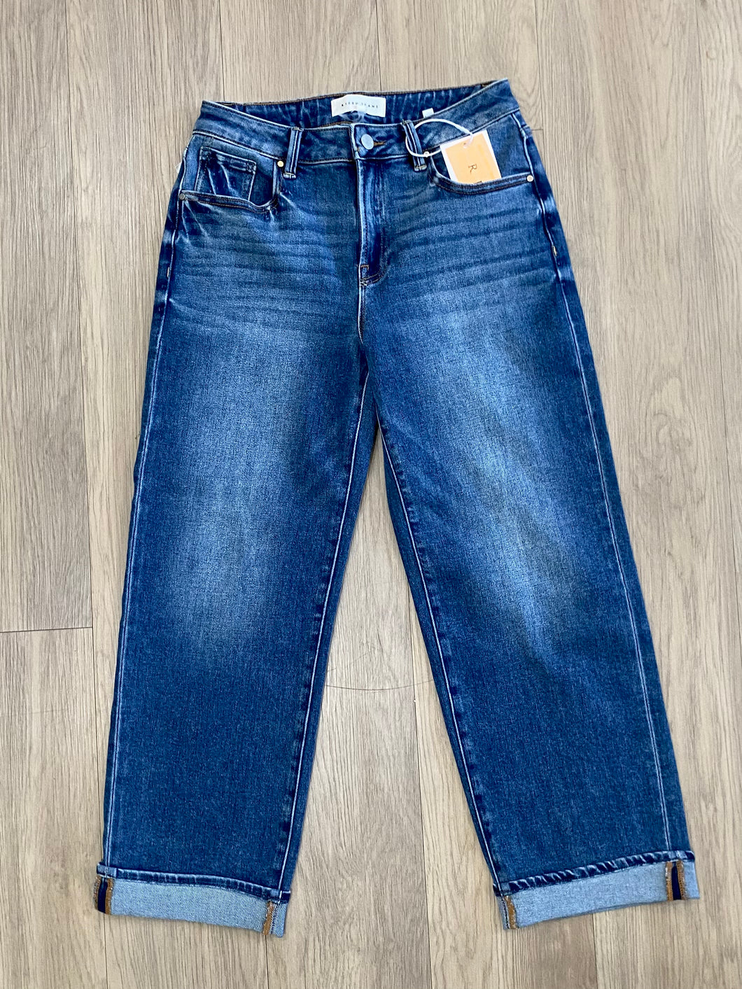 RISEN HR ANKLE BOYFRIEND TURN UP CUFFED JEAN