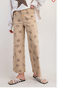 EASEL WESTERN PRINTED TWILL WASHED PANT