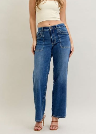 JUDY BLUE MID RISE 90S STRAIGHT FRONT POCKET