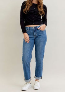 JUDY BLUE MID RISE BOYFRIEND CLASSIC CUFFED